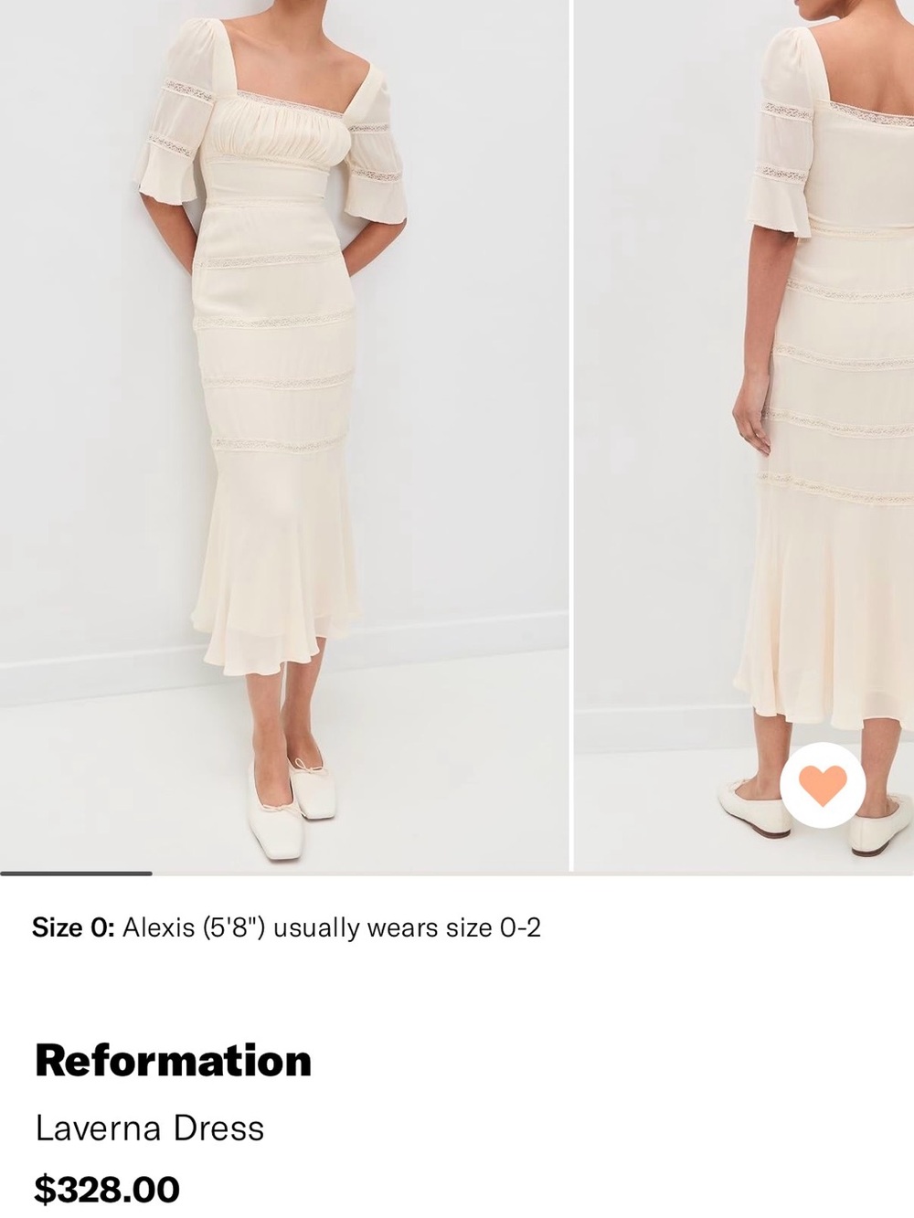 Reformation Laverna Midi Dress in Cream NEW WITH TAGS